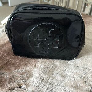 Tory Burch Black patent toiletry/makeup Bag